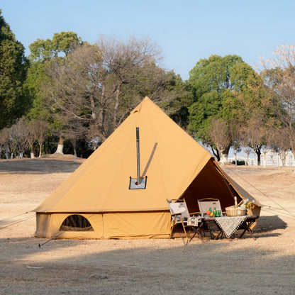 WaldZimmer Canvas Bell Tent Ginger 16.4ft with Stove Jack and Zipped Removable Floor, Luxury Outdoor Glamping Yurt Cotton Tent for Family Truck Car Camping Hunting Party