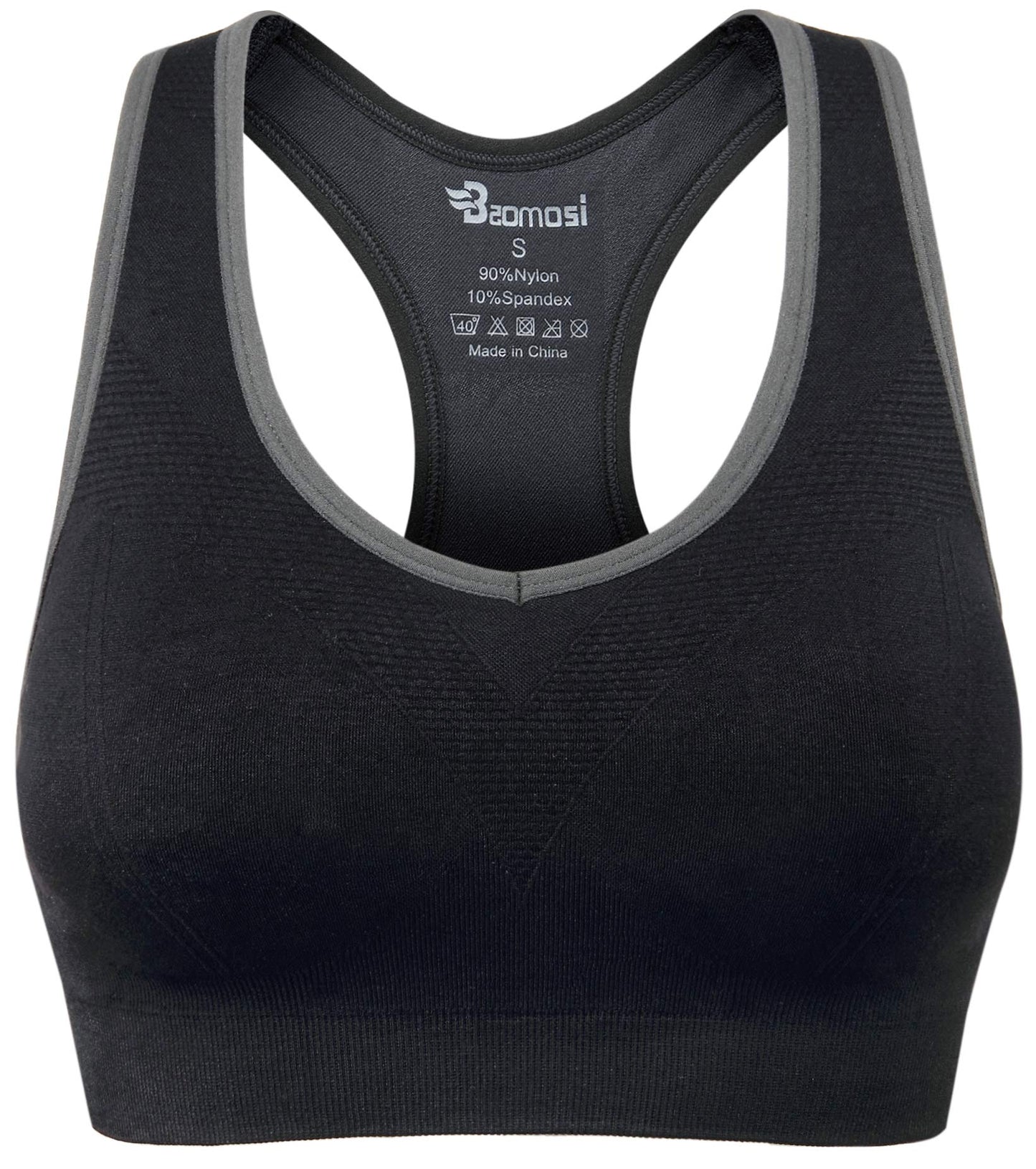 BAOMOSI Women's Seamless Racerback Sports Bra High Impact Support Yoga Gym Workout Fitness Black Blue Grey Purple Rose Red M