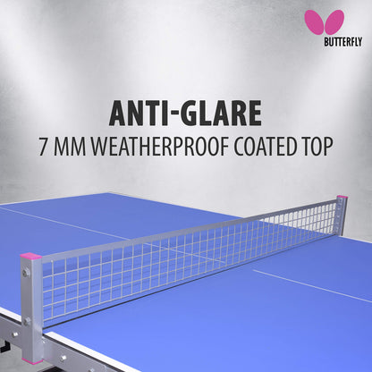 Butterfly Park Outdoor Ping Pong Table | Outdoor Table Tennis Table for Parks, Beaches, Playgrounds | Anti-Glare Weatherproof Ping Pong Top | Outdoor Ping Pong Net | Sturdy Frame with 10 Year Warranty