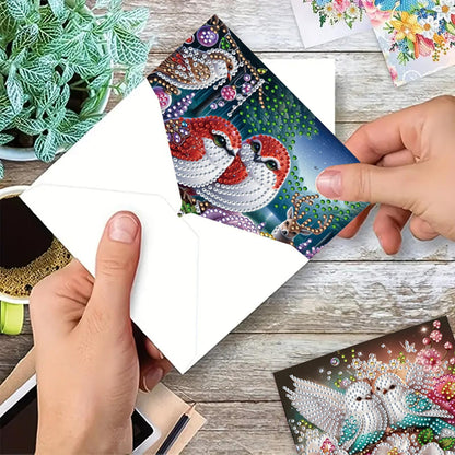 MaiYiYi 6 Pack DIY Parrot Diamond Painting Greeting Cards Kit, Rose Bird Diamond Art Greeting Cards, Bird Diamond Art Cards with Envelopes for Family Friends Holiday Birthday