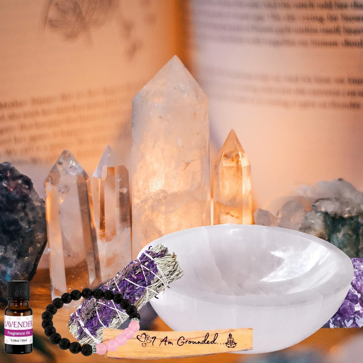 Worldly Finds Selenite Crystal Smudge Bowl, 4 Inch Hand-Carved Moroccan Crystal Holder for Charging and Cleansing
