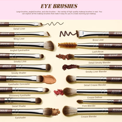 Jessup Brand 25pcs Professional Makeup Brush Set Beauty Cosmetic Foundation Powder Blusher Eyeshadow Blending Highlight Concealer Natural-Synthetic Hair Brushes Set (Pearl White/Silver)
