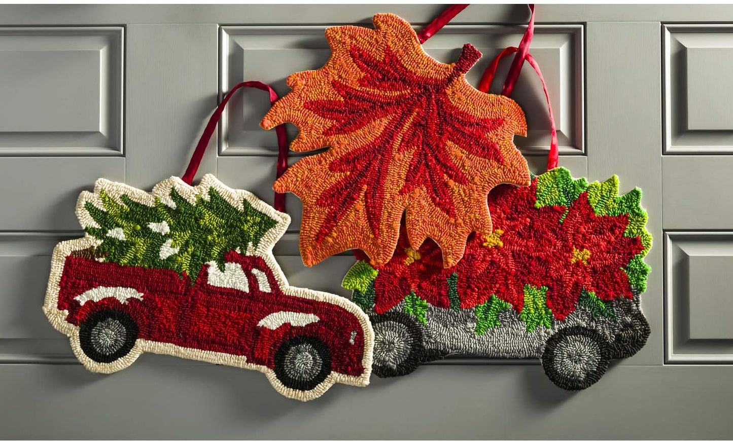 Evergreen Flag Beautiful Christmas Tree Truck - Hooked Hanging Door Décor, 23 x 1 x 15 Inches