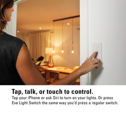 Eve Light Switch (Matter) – Smart Wall Switch for Apple Home, Alexa, Google Home, SmartThings; for Single-Pole & 3-Way switches; Thread, Requires Thread Border Router & Neutral Wire; UL-Certified