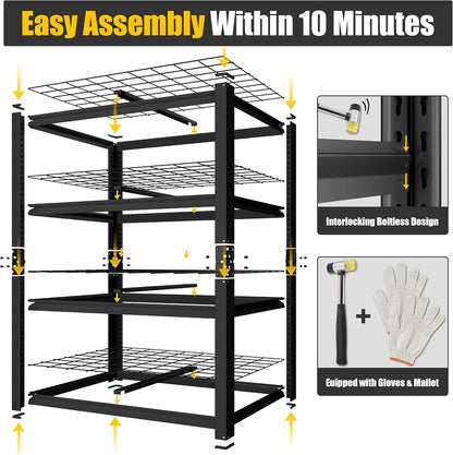 PrimeZone Heavy Duty Garage Shelving - 2200 LBS Capacity | Adjustable 4-Tier Metal Rack 40" W X 20" D X 60" H