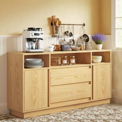 LUCKLIFE Sideboard Buffet Cabinet, White Kitchen Storage Cabinet with Modern Doors, Coffee Bar Cabinets for Entry, Hallway, Living Room(LightWhite)