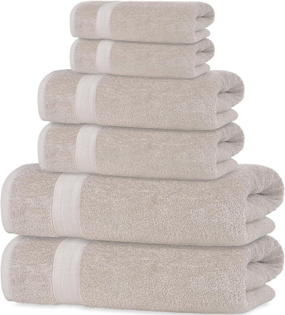 Set 6 100% Set (6 Quick-Dry, Soft & High Absorbent Bath Towels Cotton Turkish Bath Towel of | Daily Use Cotton Towels