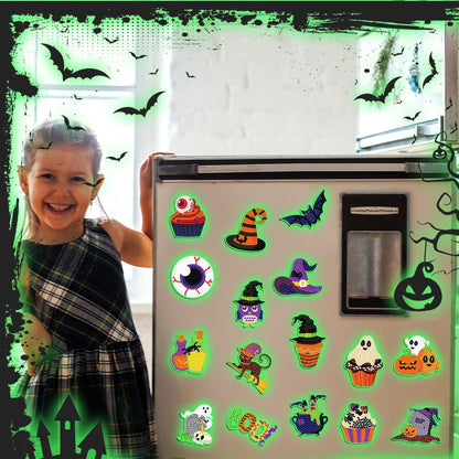 Motipuns 30 Pcs Luminous Halloween Diamond Painting Magnets Kits Glow in The Dark Diamond Art Fridge Magnet Refrigerator Sticker for Beginners Kid Adults Home Decors DIY Art Craft Gifts