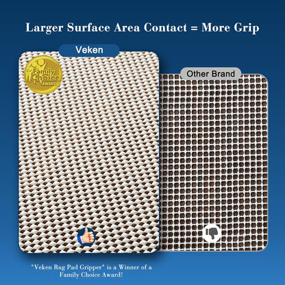 Veken Rug Pad Gripper - Non-Slip 6x8 Ft Thick Mat for Hardwood & Tile Floors | Keeps Rugs Secure
