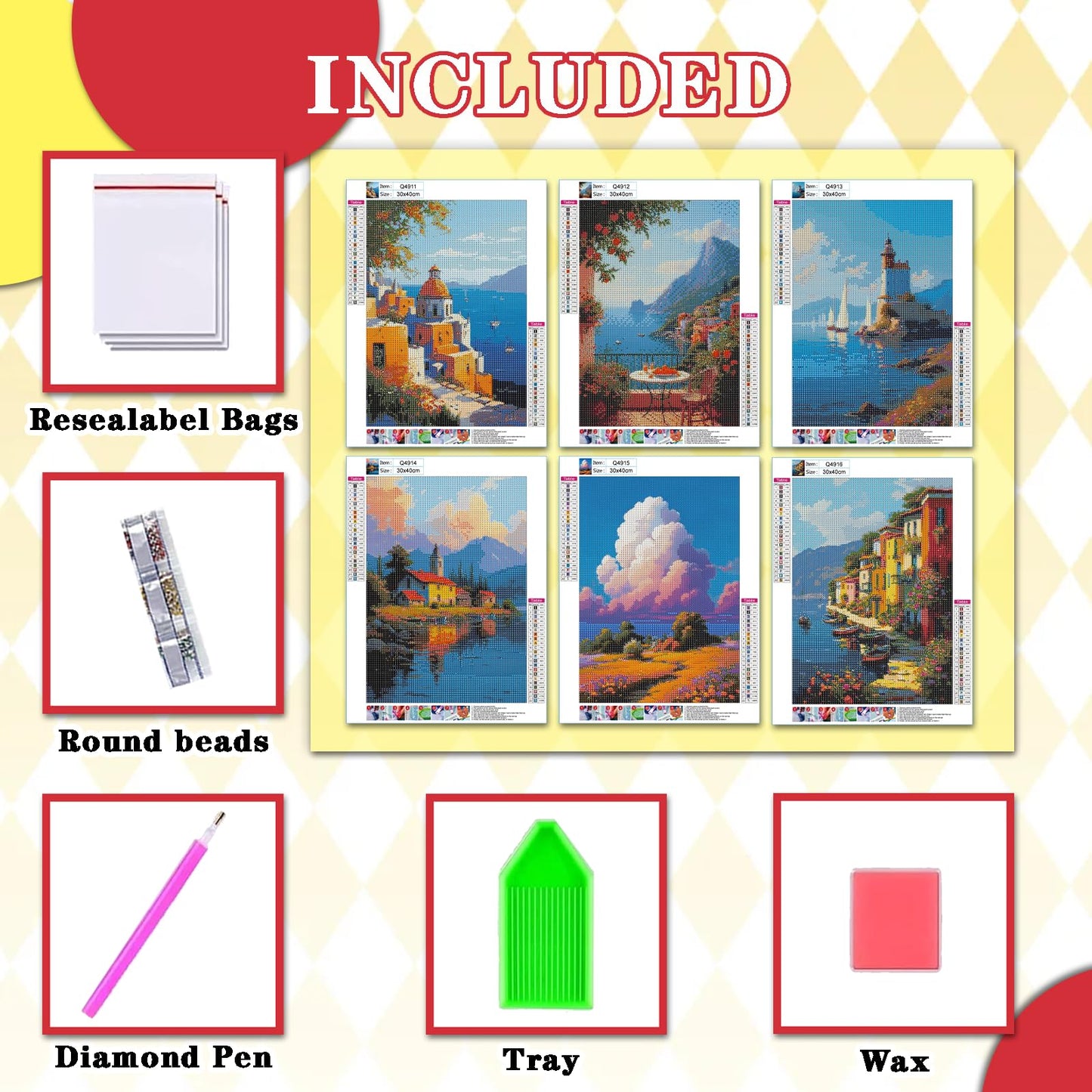 Leatrice 6 Pack Landscape Diamond Painting Kits for Adults 5D Diamond Art Kits Gem Art Full Drill Round Diamond Dots for Beginners Women DIY Home Wall Decor 11.8x15.7 Inches