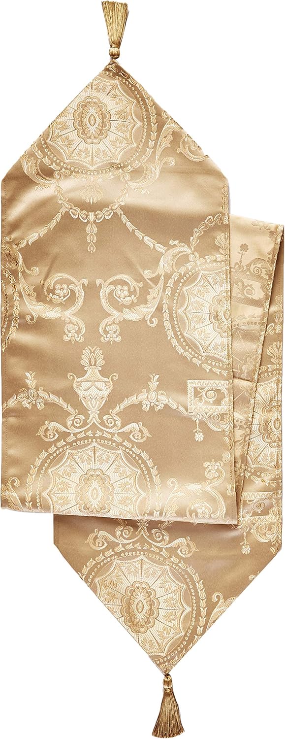 13" 70" Violet Linen Prestige Damask X Gold Table Runner