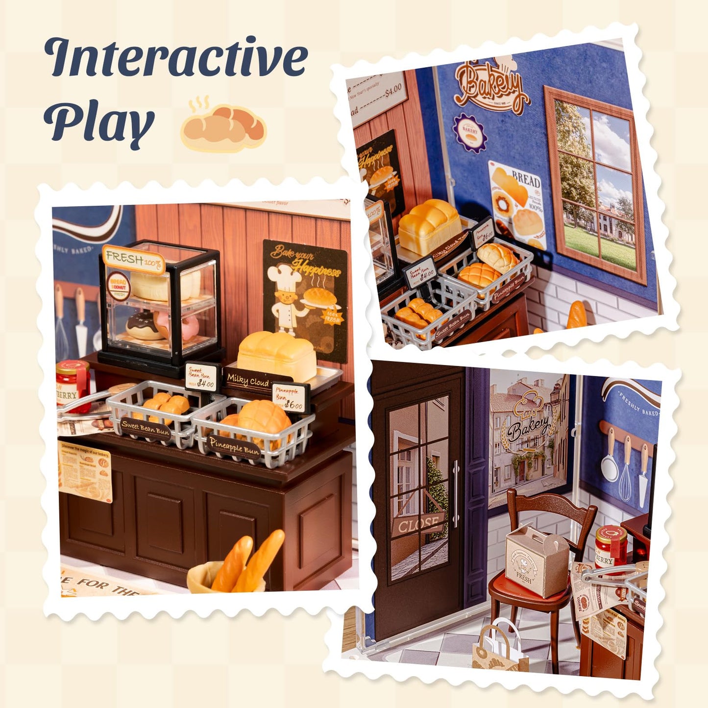 Rolife Mini Super Creator Series, DIY Miniature Butter Bakery House Dollhouse Kit, Bulid Scenary for Action Collectible Figures,Creative Gifts for Adults Women