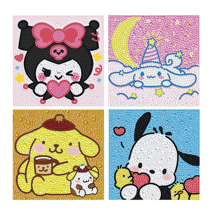 YSUNETER Diamond Painting Kits for Kids Beginner - 4 Pack DIY 5D Full Drill Diamond Art Kits for Children, Cute Animals Round Crystal Rhinestone Gem Art Crafts Home Wall Art Decor 5.9 x 5.9 Inches