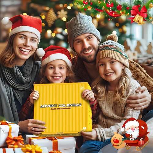 Advent Calendar 2025 for Kids Toys Engineering Vehicles Alloy Different Car Set Stocking Stuffer Plus a Play Mat Christmas for Boys and Girls Gifts Yellow