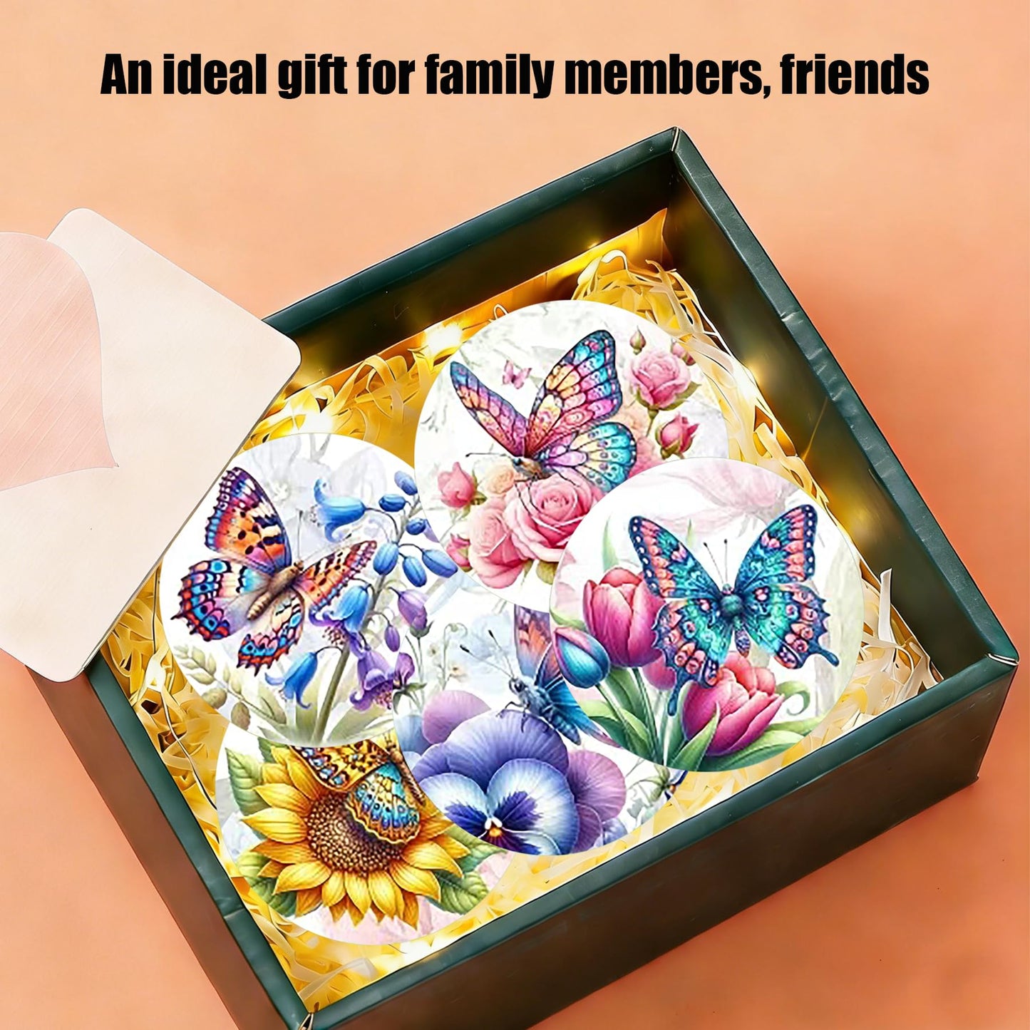 EOTHSW Diamond Art Coasters 8 Pack with Holder DIY Diamond Painting Coasters Crafts Kits for DIY Coaster Diamond Art Kits for Adults Gift 4X4 in (Butterfly-8pc)