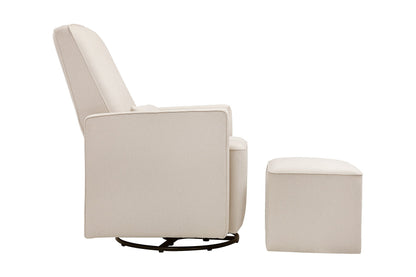 daVinci Olive 360° Swivel Glider Chair w/ Storage Ottoman - Water & Stain Resistant Rocking Glider - GREENGUARD Gold & FSC Certified, Versatile Rocking Chair for Nursery & Living Room, Polyester Cream