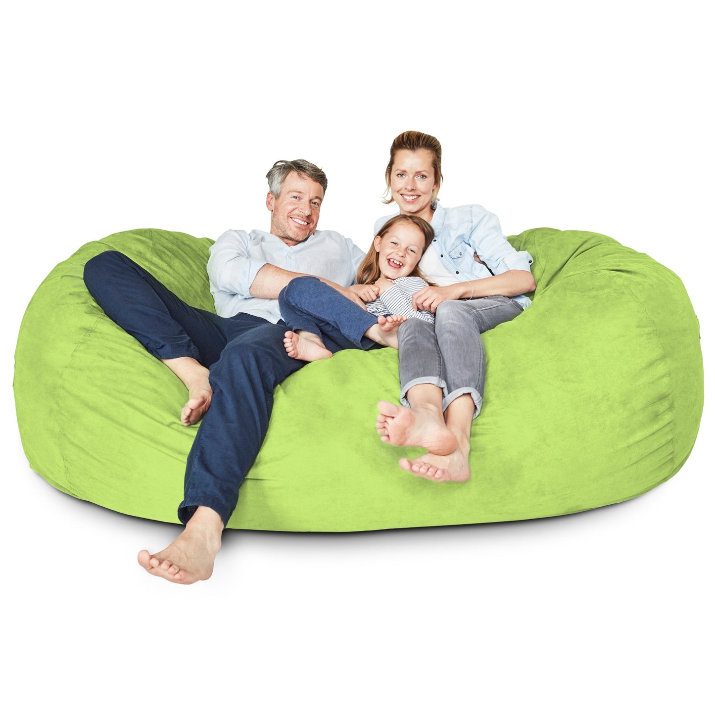 Lumaland Luxurious Giant 7ft Bean Bag Chair with Microsuede Cover - Ultra Soft, Foam Filling, Washable XXL Bean Bag Sofa for Kids, Teenagers, Adults - Sack Chair for Dorm, Family Room - Light Green