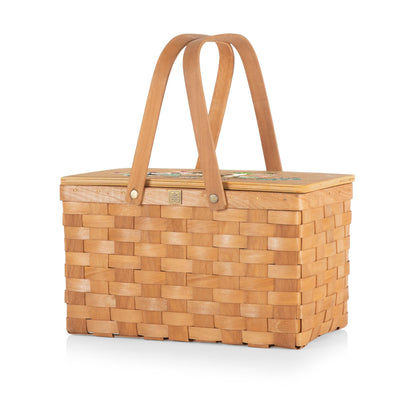 Picnic TIME Disney Bambi Poppy Personal Picnic Basket, Handwoven Wicker Lunch Basket with Removable Insulated Cooler, Retro Lunch Box for Office Picnics and Concerts (Beige)