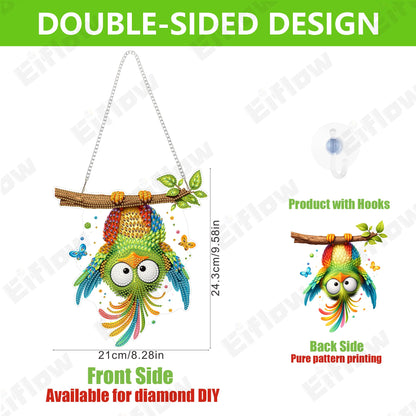 Eiflow Acrylic Diamond Art Hanging Kit for Adults, DIY Diamonds Painting Door Hanger Board Kit, Special Crystal Diamond Art Painting Pendant Ornament (Bird)