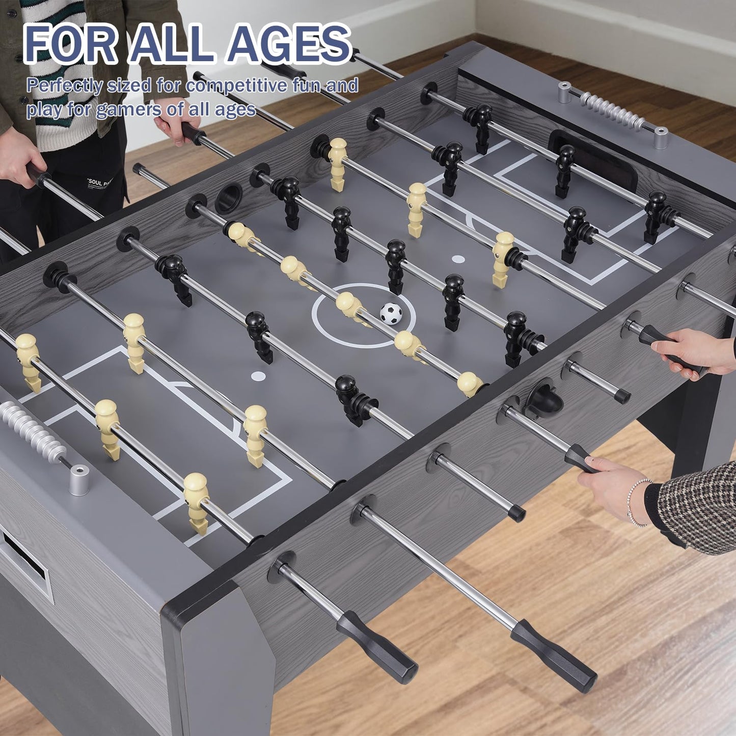 RAYKEEP Full Size Foosball Table, 54" Competition Soccer Table for Adults & Kids, Heavy-Duty Indoor Arcade Table for Game Rooms & Parties (Grey-54inch)