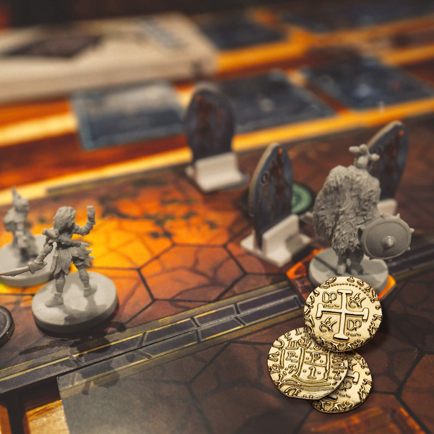 Leib Games Metal Pirate Coins - 35 Gold Treasure Coin Set, Metal Replica Spanish Doubloons for Pirate Party Decorations & Favors, Tokens, Toys, Cosplay - Pirate Treasure Chest, Size 7/8"