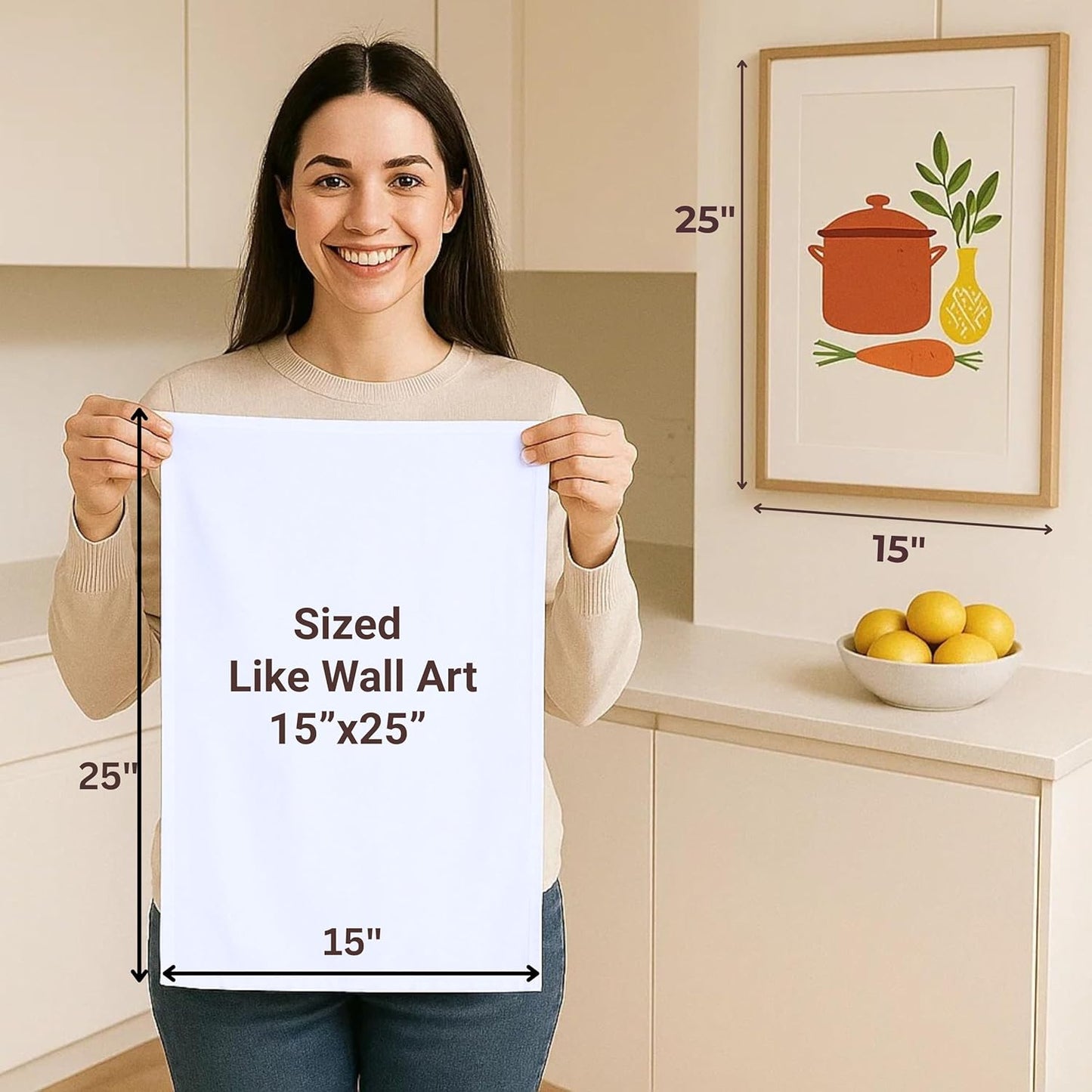 12 Pack 15"x25" Flour Sack Towels| Tea Towel for Crafts| Kitchen Dish Cotton Blank Towel for Embroidery|Baking Bread