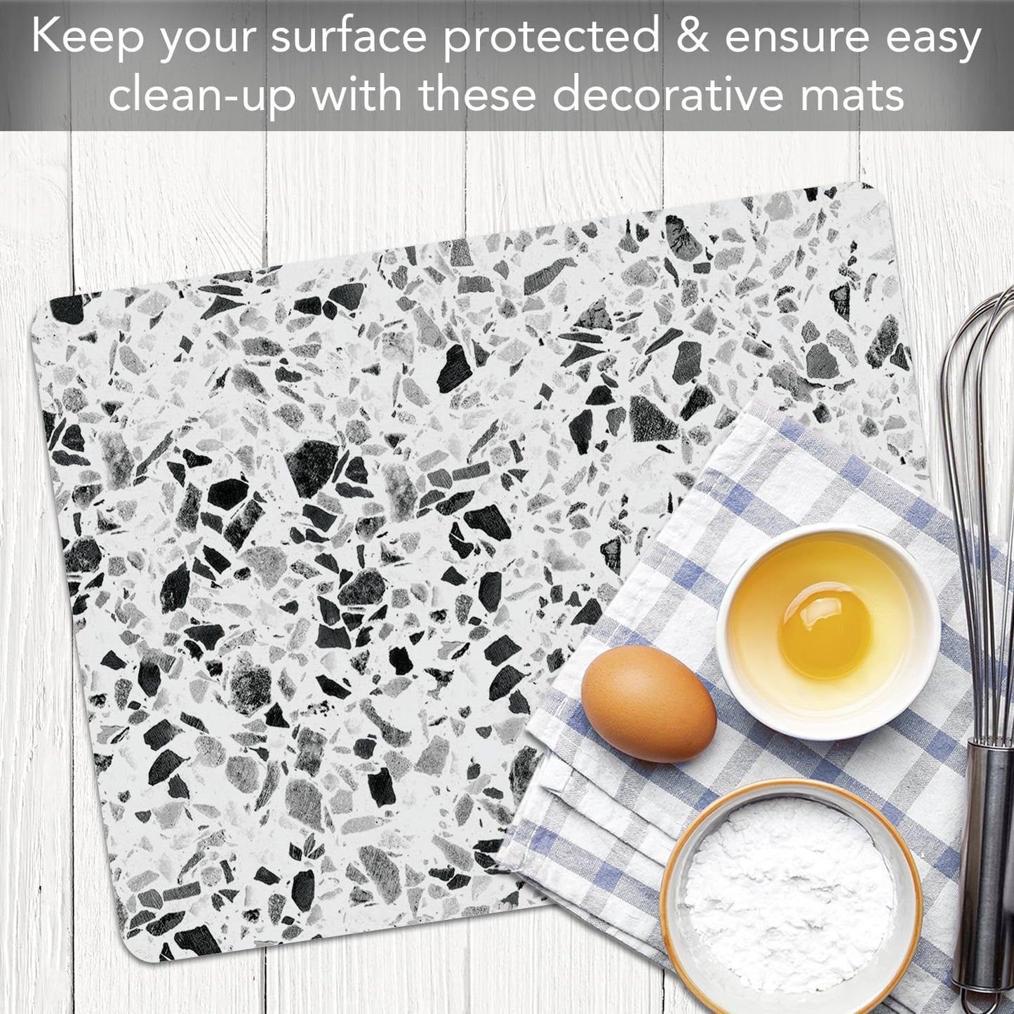 Cut N' Funnel Terrazzo Designer Flexible Plastic Cutting Board Mat, 15" x 11.5", Made in the USA, Easy to Clean