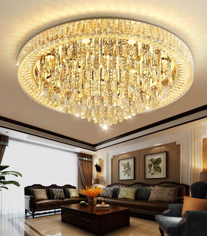 dolria Modern Crystal Large Chandeliers LED Dimmable Flush Mount Ceiling Chandeliers for Living Room High Ceiling Entrance Foyer Bedroom