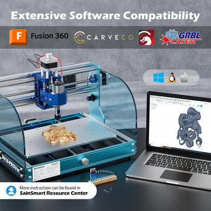 Genmitsu 3018-PROVer V2 CNC Milling Machine, Desktop CNC for Beginner with Limit Switches & Emergency-Stop, Upgraded Z Axis Aluminum Spoilboard, Working Area 284 x 180 x 40mm (11.2 x 7.1 x 1.6 inches)