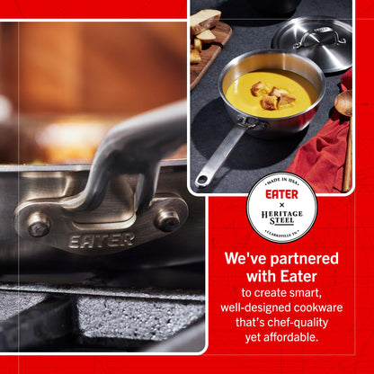 Heritage Steel Eater Series 5 Piece Essentials Set | Made in USA | 5 Ply Fully Clad Stainless Steel Cookware Set | Stay Cool Handle | Induction Ready & Non-Toxic