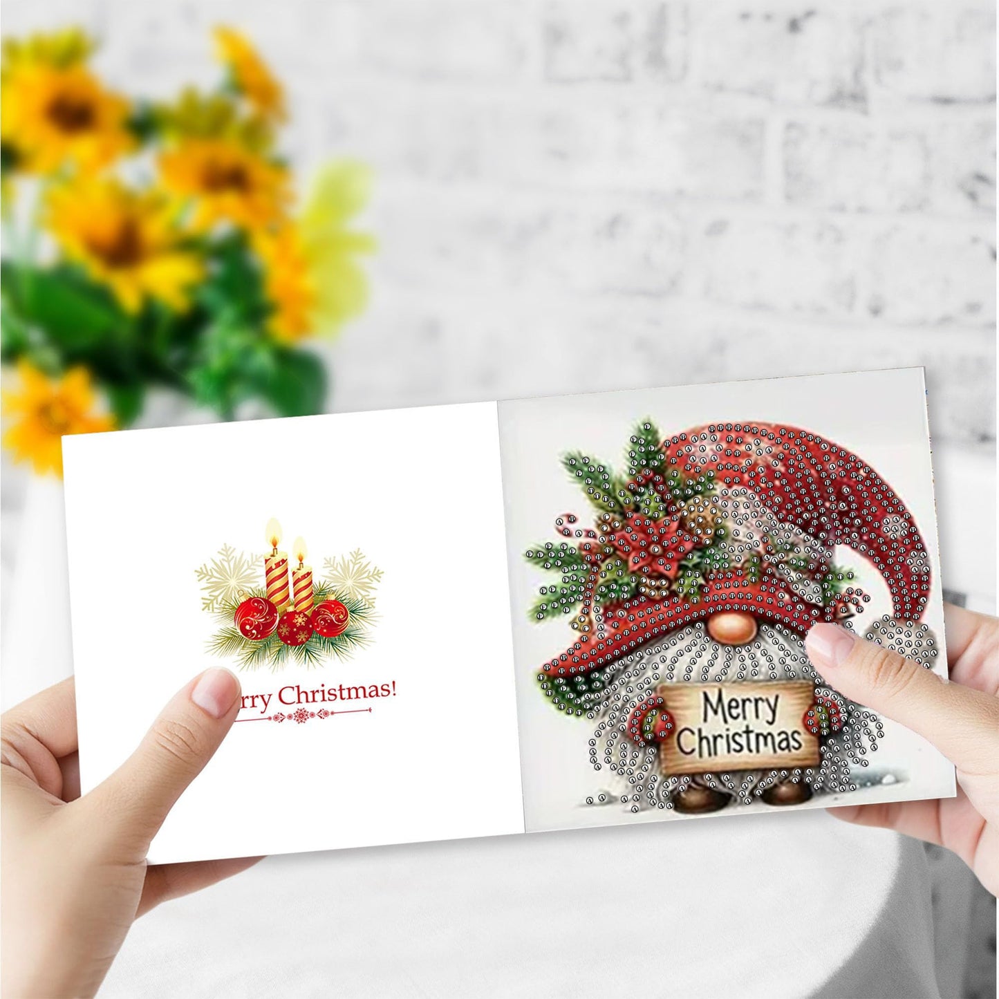LumiCraft 6 Packs Merry Christmas Diamond Art Painting Greeting Card Kits, Gnomes Diamond Art Card with Envelope, DIY Craft Diamond Greeting Card Art Kits for Christmas