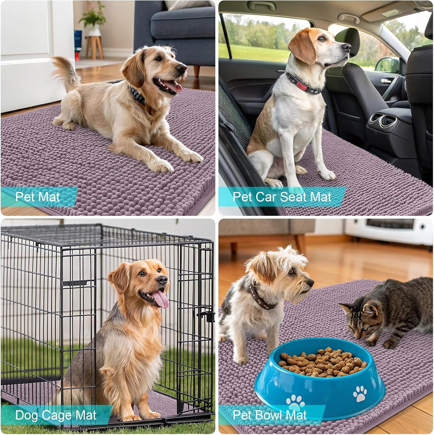 OLANLY Dog Door Mat - Absorbent Non-Slip Chenille for Muddy Paws | 59x20 Deep Plum Indoor Carpet