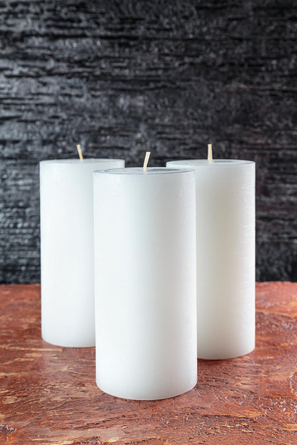 Melt Candle Pillar Candles, 3 Pack - Unscented 3" x 6" Candles for Home, Church, Weddings, & More - White