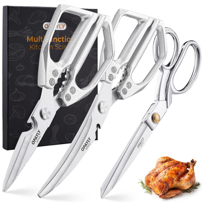 3PCS Heavy Duty Kitchen Scissors Set All Purpose - Stainless Steel Scissors Meat Scissors Dishwasher Safe Japanese Cooking Scissor for Food Paired with household tailor shears Gifts for Men Women