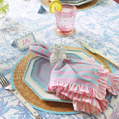 Lilly Pulitzer Party Supplies for 8 People, Pool/Dinner Party Decorations, Table Settings for Summer with Plates, Placemats, Napkins, Coasters (Palm Beach Playground)
