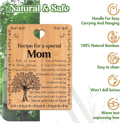 Gifts for Mom: Birthday Gifts with Warm Words 'Recipe for a Special Mom', Cutting Board 11 × 8.5× 0.4 inches