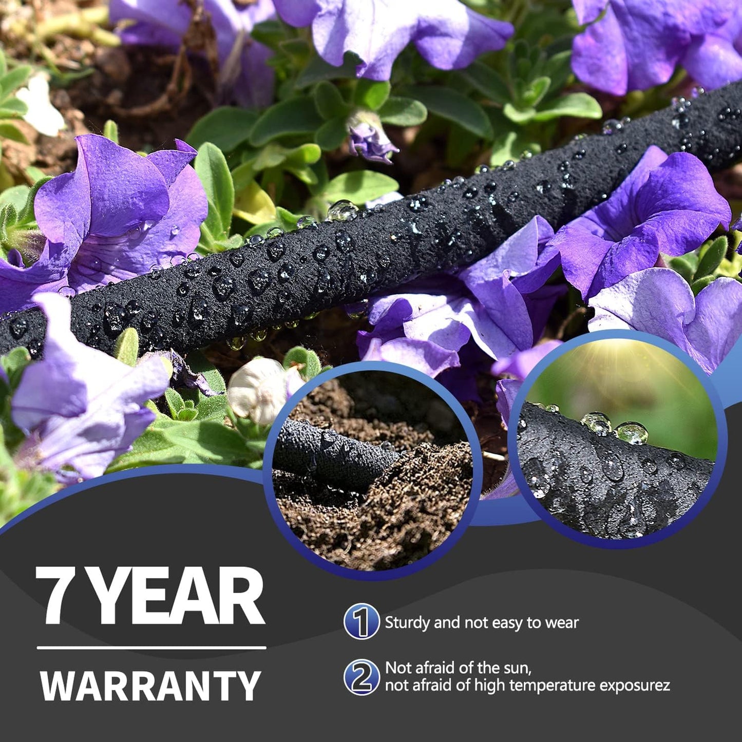 2 Pack 25 1/2 50 Yard(2 Pack 25 Soaker Hose FT for Garden Bed, Rubber Garden Soaker Hoses FT, Drip Irrigation Watering
