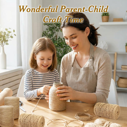 4mm*328 Feet Natural Jute Twine String DIY Home Decor,Medium Thick Jute Twine for Crafting Gift Wrapping Packing Gardening Crochet Knitting Macrame Decor,6-Strand Twisted Brown Rope for Cat Tree