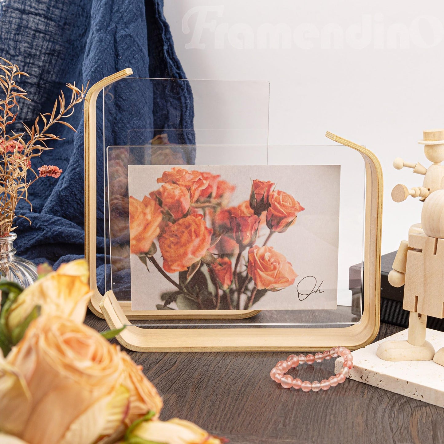 Framendino, 2 Pack Wood Picture Frame 5x7 Inch Acrylic Wooden Photo Floating Herbarium Display Frames for Wedding Party Home Decor