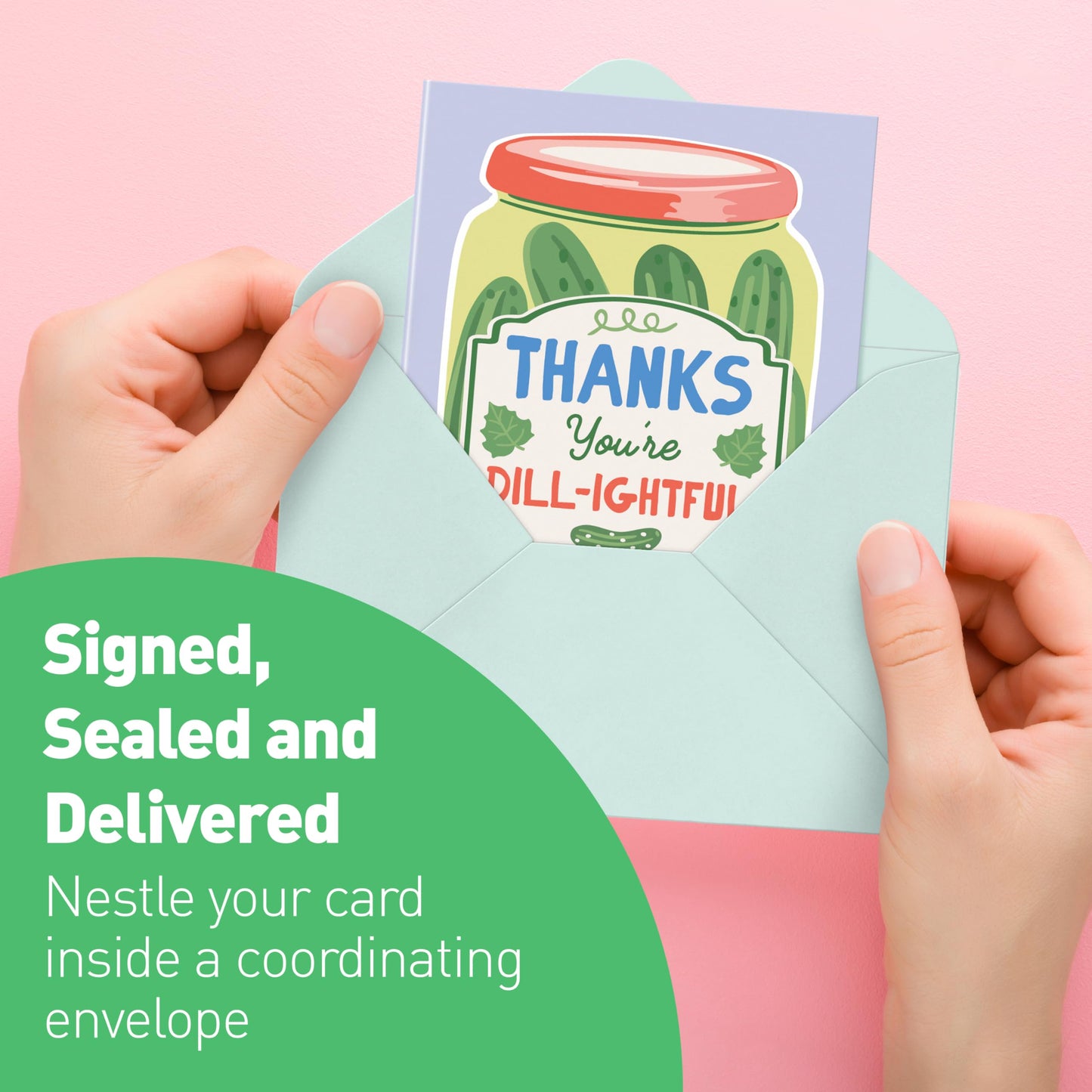 Sweetzer & Orange S&O Funny Thank You Cards – 24 Punny Blank Cards with Envelopes – 6 Cute Card Design – 4x5.5 Appreciation Note Cards – Glossy Outside, Matte Inside – Pink, Green & Yellow Envelopes
