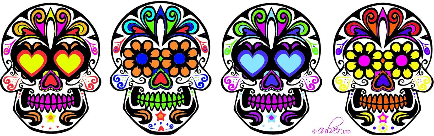 Culver 1.75-Ounce Sugar Skulls Decorated Shot Glasses, Set of 4