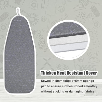 Duwee 12"x32" Heat Resistant Metallic Ironing Board Cover, Durable Thick Felt Padding with Elastic Cord, Geometric