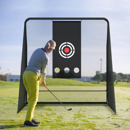 MR Golf Hitting Net 10’x10’ with Side Barriers, Extra Large Golf Practice Net with Ball Return System, Golf Simulator