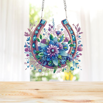 Focart 5D DIY Acrylic Special Shaped Diamonds Painting Hanging Pendant Kits, Wreath Diamond Art Hanging Window Pendant Ornament for Home Decoration and Gift