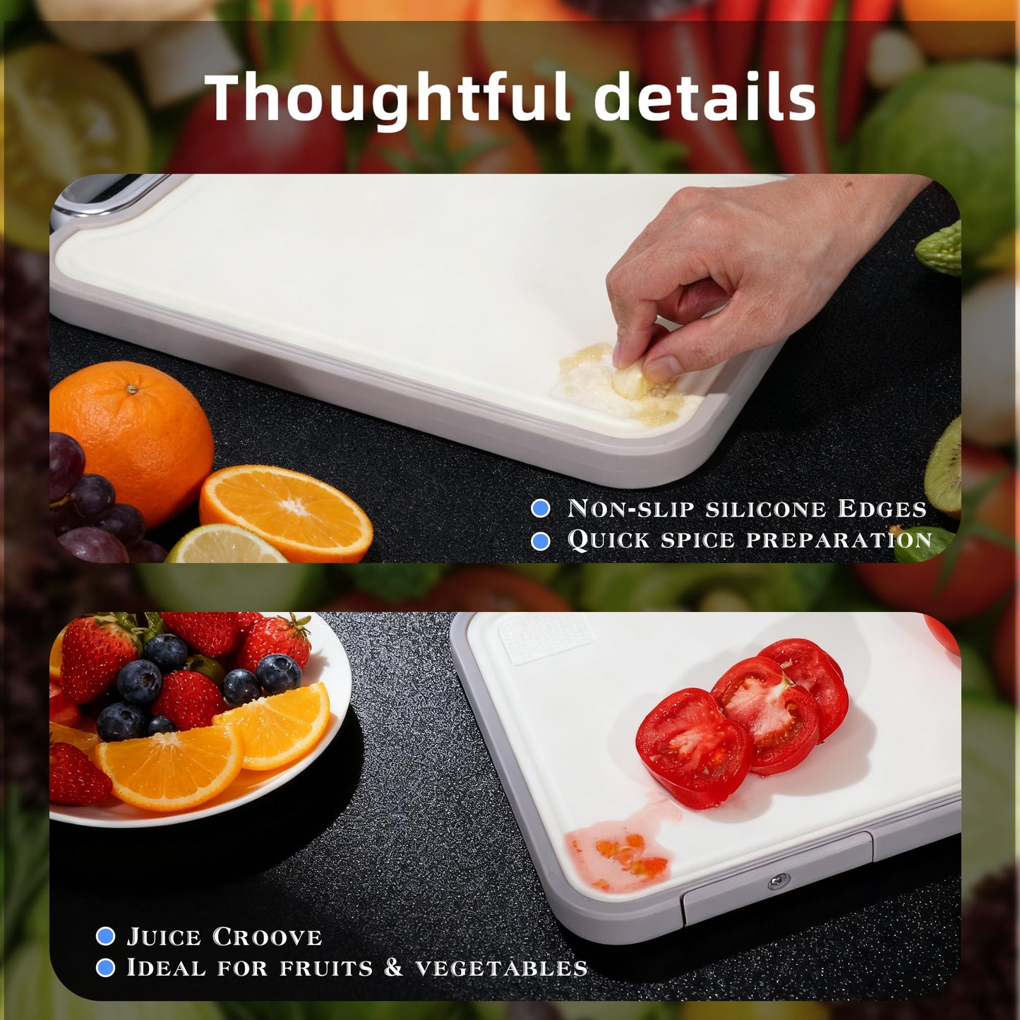 Titanium Cutting Board, 2-in-1 Double Sided Cutting Boards for Kitchen, Pure Titanium & Wheat Straw PP, Metal Chopping Board Easy to Clean for RV/Camping/Kitchen with Avocado Slicer 16"x11"