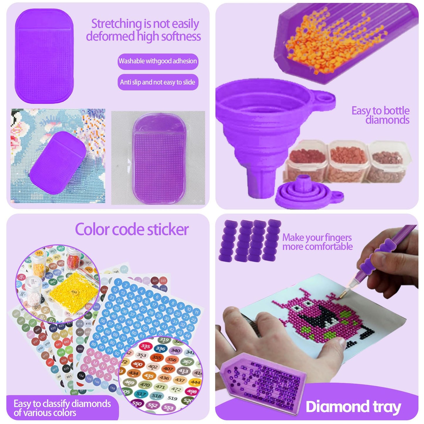 DNSGOOR 186Pcs All Inclusive Diamond Art Accessories Kit Diamond Painting A4 LED Light Pad Set with Diamond Art Sealer Glue Stand Storage Case Pens 5D Painting Tools for DIY Drill Craft