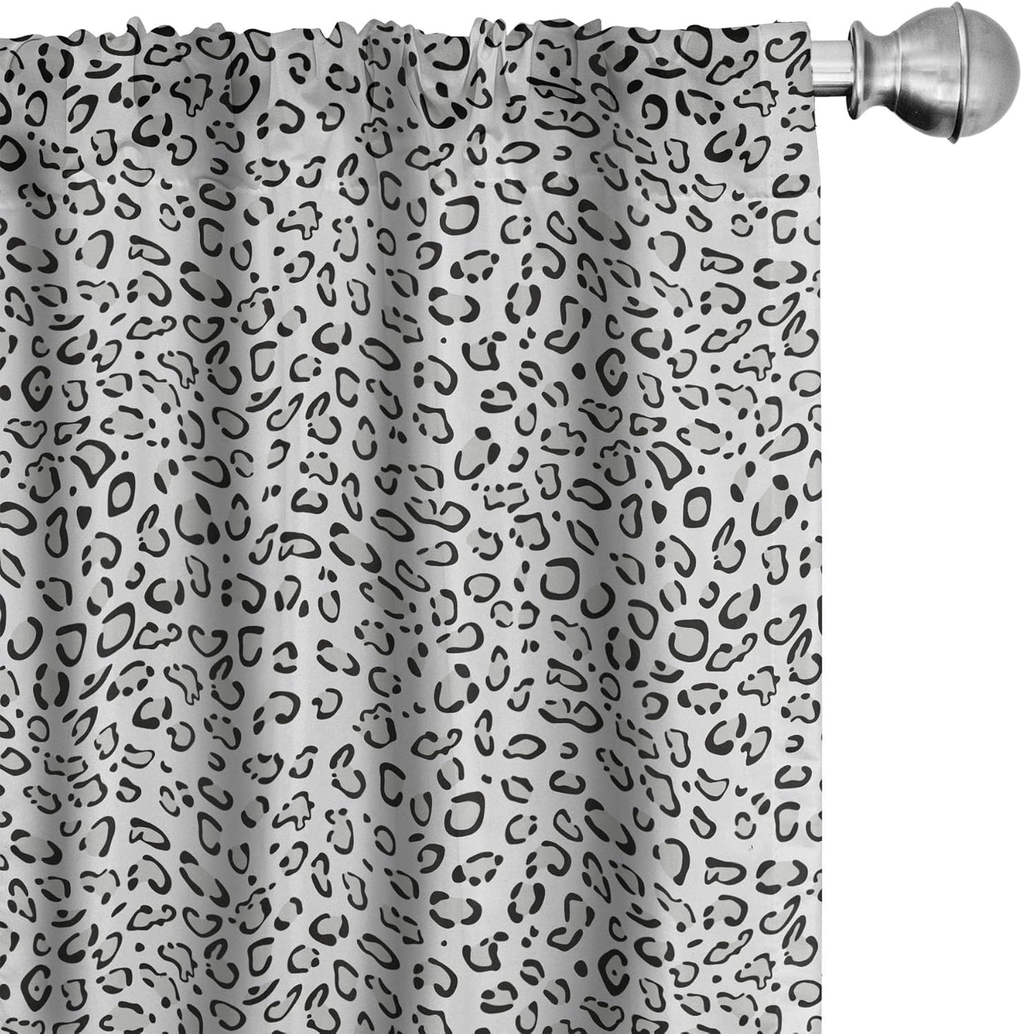 Lunarable Snow Leopard Curtains, Greyscale Natural Camouflage Wild Cat Skin, 2 Panel Set for Living Room