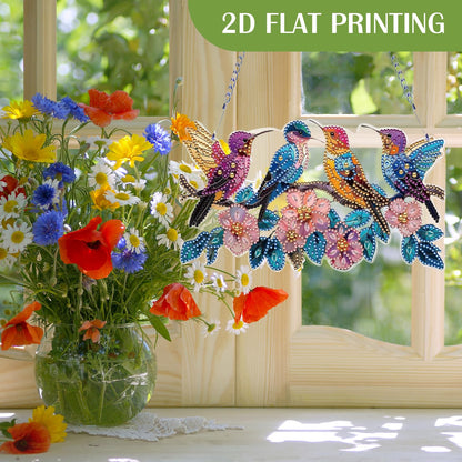 C'eitura 2D Flat DIY Hummingbird Diamond Art - Sparkling Diamond Art Painting Wall Decor, Nature Inspired Home Hanging Art for Living Room & Bedroom