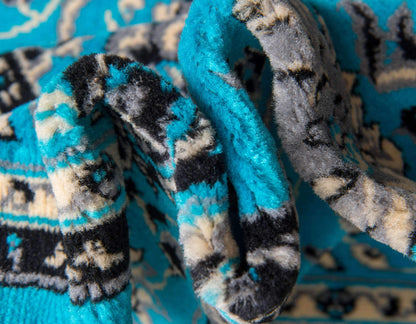 Unique Loom Sialk Hill Collection Area Rug - Washington (9' 10" x 13' 1" Rectangle, Turquoise/ Black)