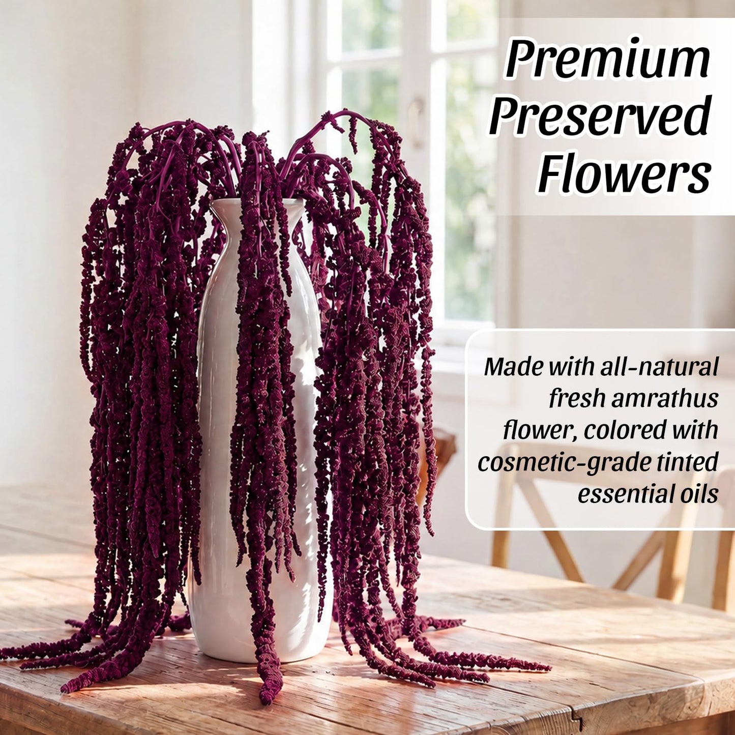 Suncalla 12 Pcs Dark Purple Spring Natural Dried Amaranthus Hanging Flowers Amaranthus Artificial Flowers for Wedding Arch Bouquet Floral Garland Wall Home Decoration (23 Inch)